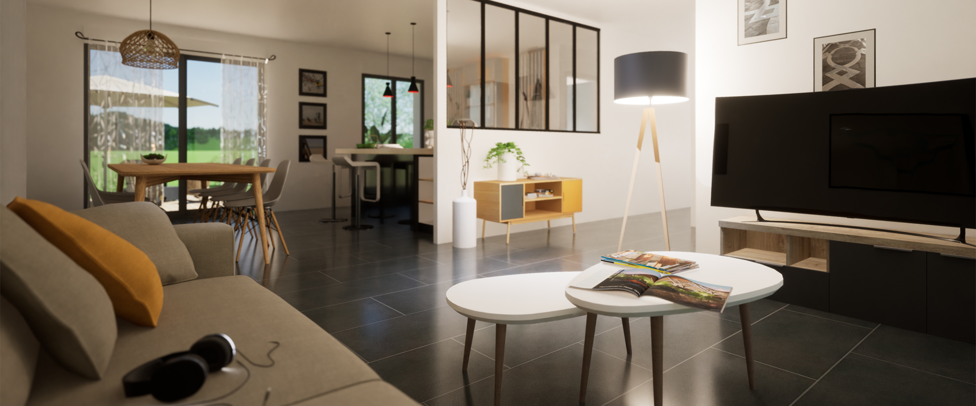 Rendu 3D réaliste intérieur pour la maison individuelle