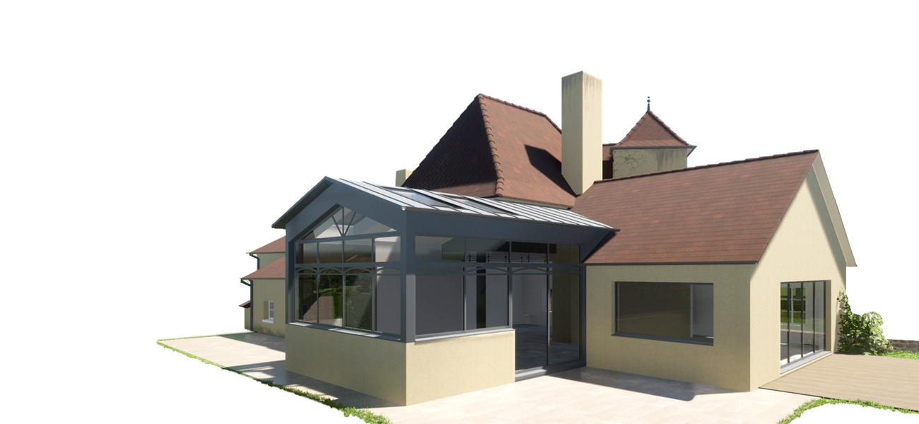 Imagerie 3D réaliste d'une maison après extension